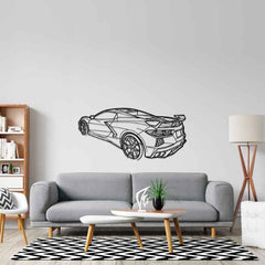 Corvette C8 Stingray 2024 Back Angle Silhouette Metal Wall Art
