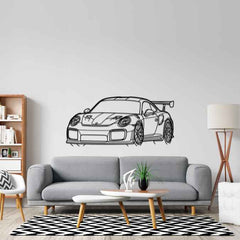 911 991 GT2 RS Angle Silhouette Metal Wall Art
