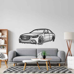 S Class W223 2021 Angle Silhouette Metal Wall Art