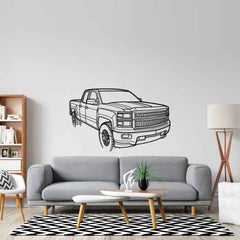 Silverado 1500 2015 Angle Silhouette Metal Wall Art