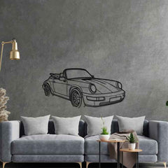 911 964 Convertible 1991 Angle Silhouette Metal Wall Art