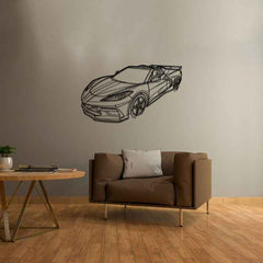 Corvette C8 Stingray Angle Silhouette Metal Wall Art