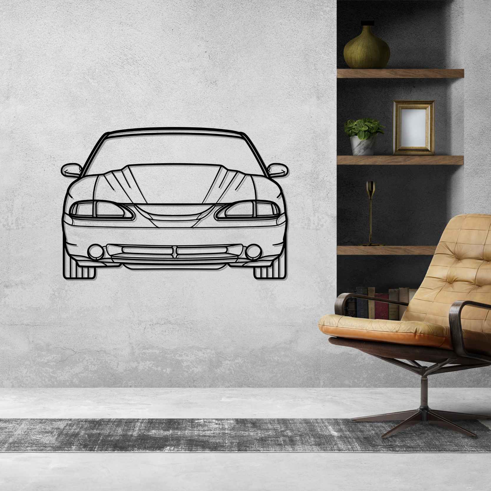 Mustang Cobra 1995 Front Silhouette Metal Wall Art