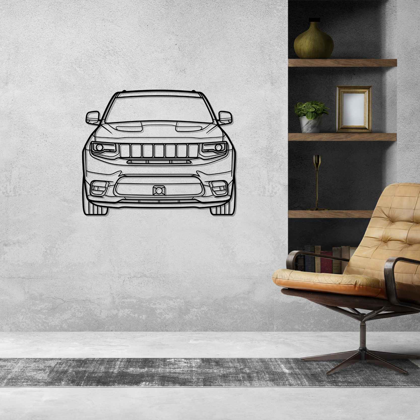 Grand Cherokee SRT 2020 Front Silhouette Metal Wall Art