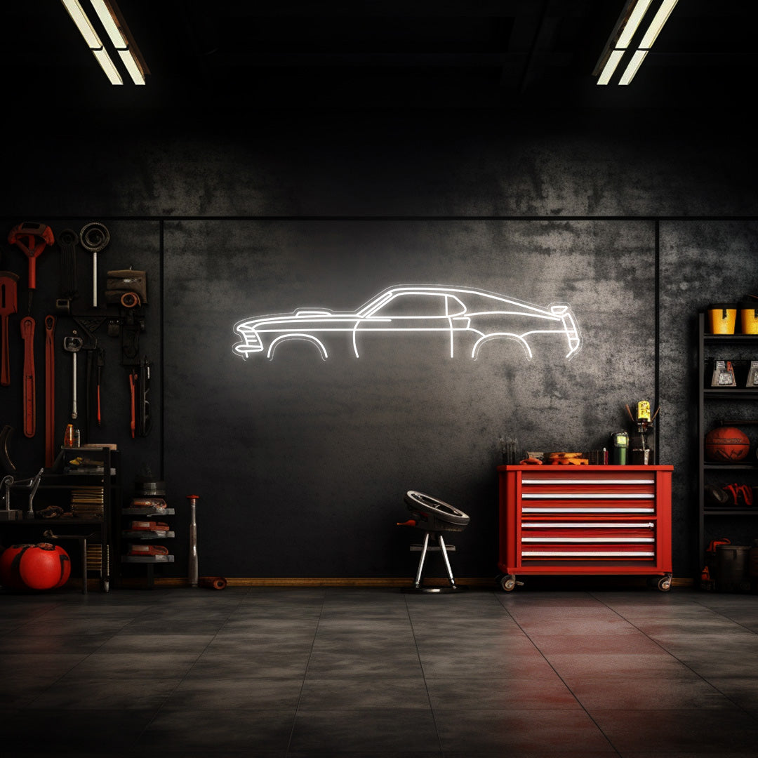 Mustang Fastback 1969 Neon Silhouette