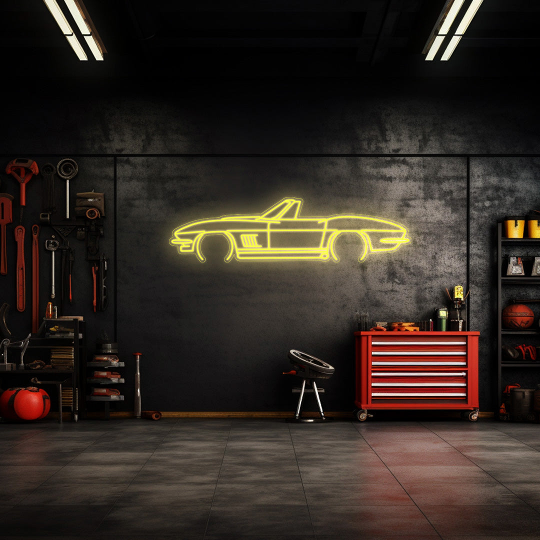 Corvette C2 Cabrio Neon Silhouette