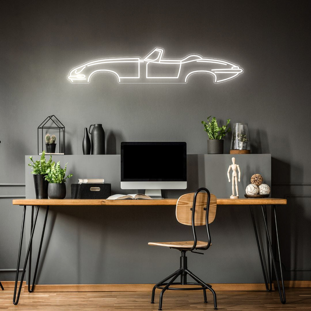 E type Cabrio Neon Silhouette