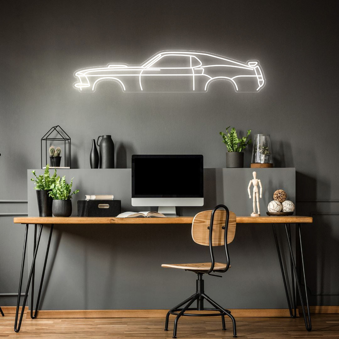 Mustang Fastback 1969 Neon Silhouette