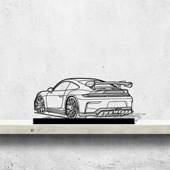 911 GT3 Model 992.2 Back Angle Silhouette Metal Art Stand